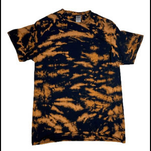 Reverse Tie-Dyed Black and Orange T Shirt